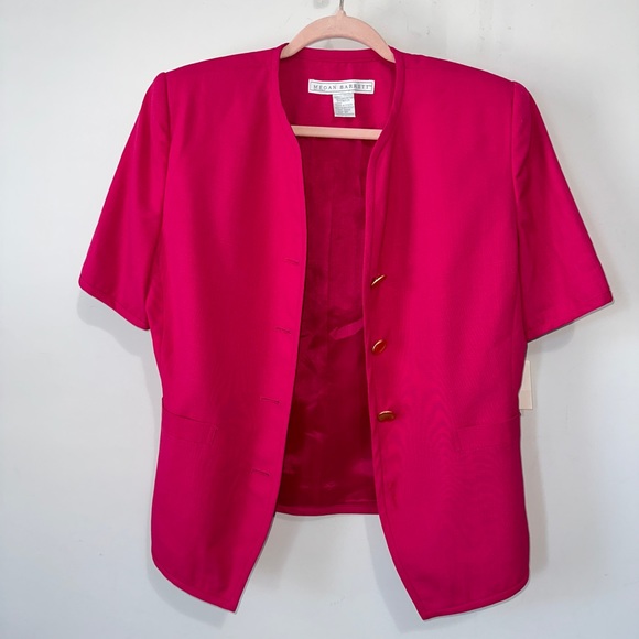 Vintage Megan Barrett Fuchsia Pink Short Sleeve Blazer Size 10 NWT - Picture 4 of 9
